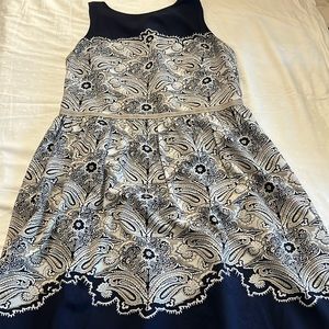 Loft fit and flare navy dress